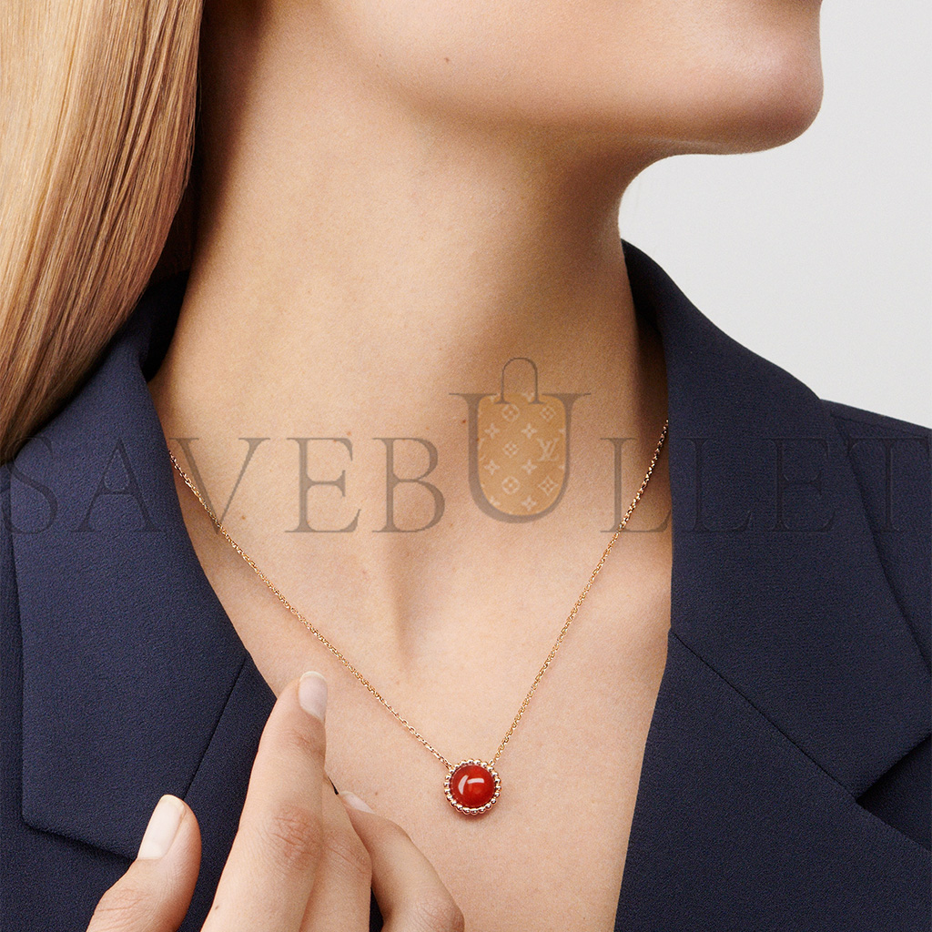 V*N CL*F arpels perlÉe couleurs pendant - rose gold, carnelian  vcarp4do00